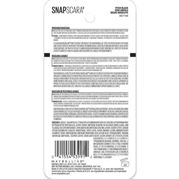 Maybelline Snapscara Washable Mascara Makeup, Pitch Black, - Picture 2 of 2